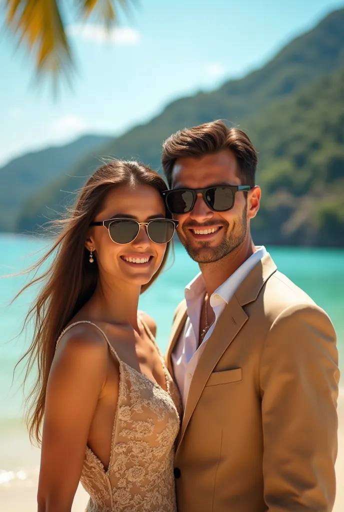 Foto of a real Couple in phuket. Beautog Turkish Couple. Foto from the Front. Sunglasses