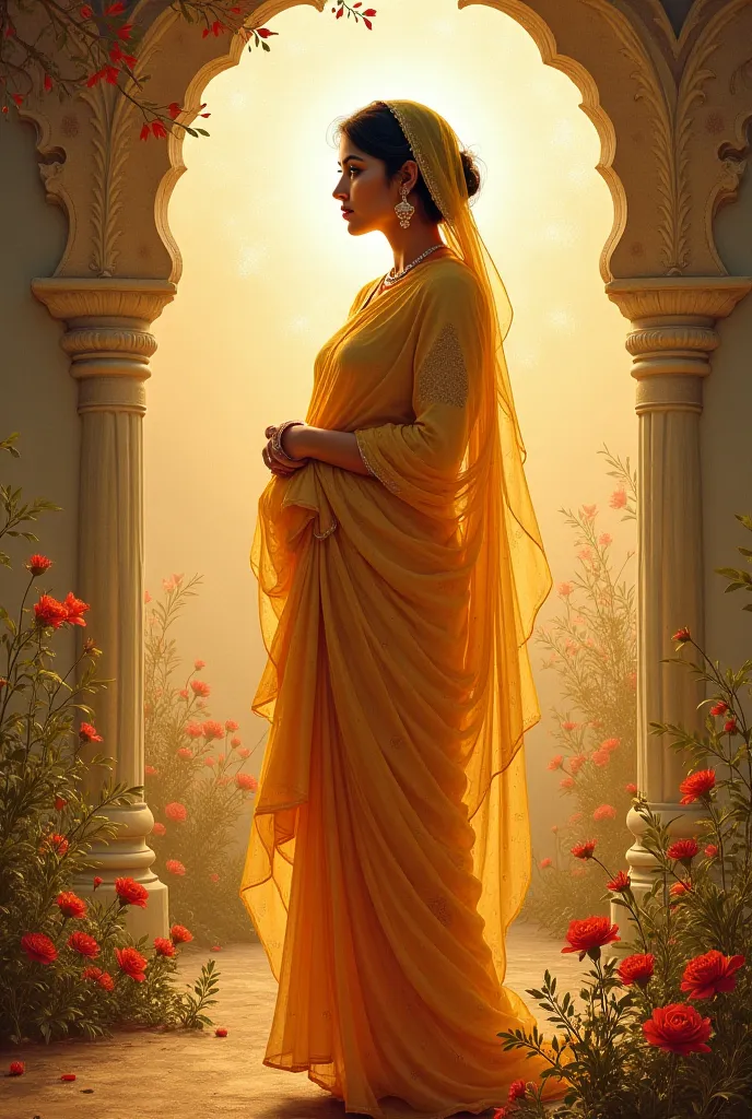 Provide a rich artistic depiction of 
A Indian woman as a mother… a sacred thread of boundless love, resilience, and nurturing grace intricately woven into the fabric of life