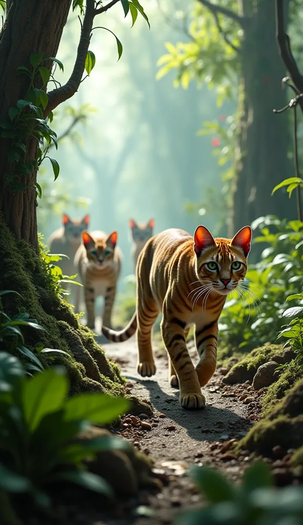 A group of feline explorers crash-lands in an unknown jungle teeming with ancient creatures and supernatural forces. As they search for a way home, they uncover secrets about their own past—were they always the dominant species, or is something else lurkin...