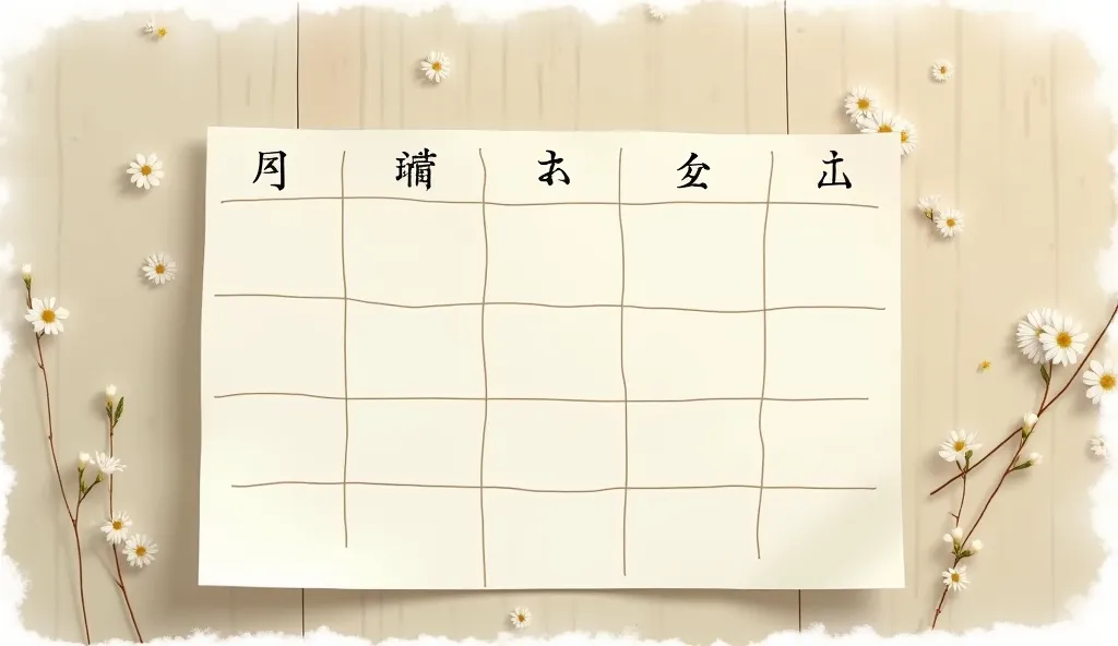 A Japanese schedule with few appointments written down, representing the idea of Yutori (space in the routine to breathe).