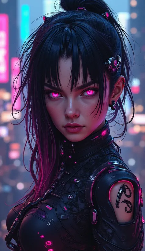 wooman in cyberpunk style