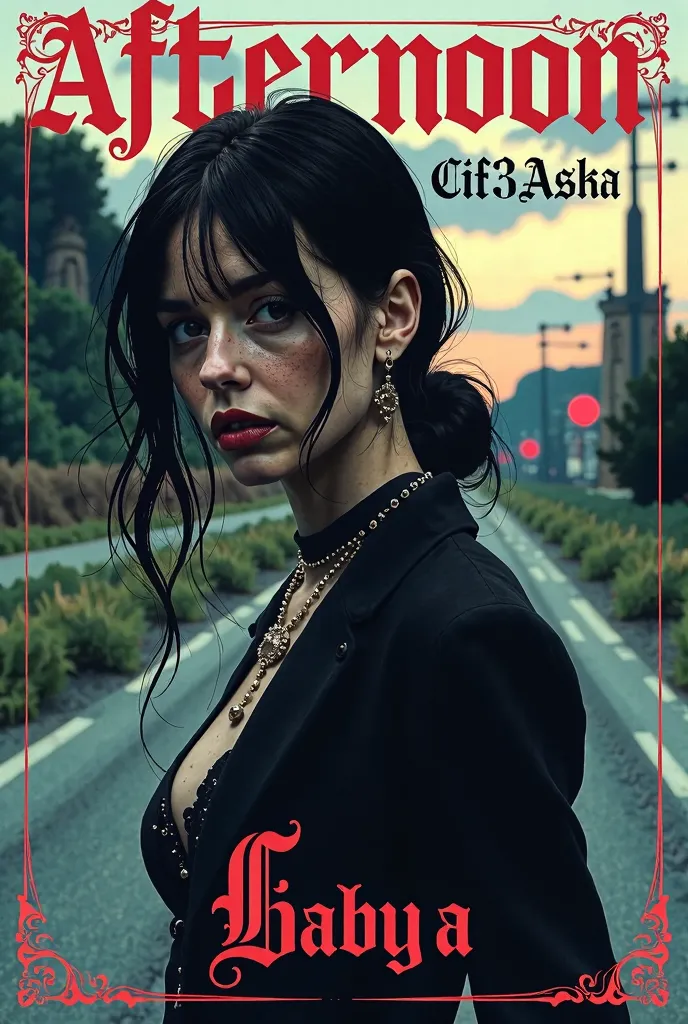 Trap cover by the name; Afternoon Baby Ci3 Aska with blurred road background and gothic letters