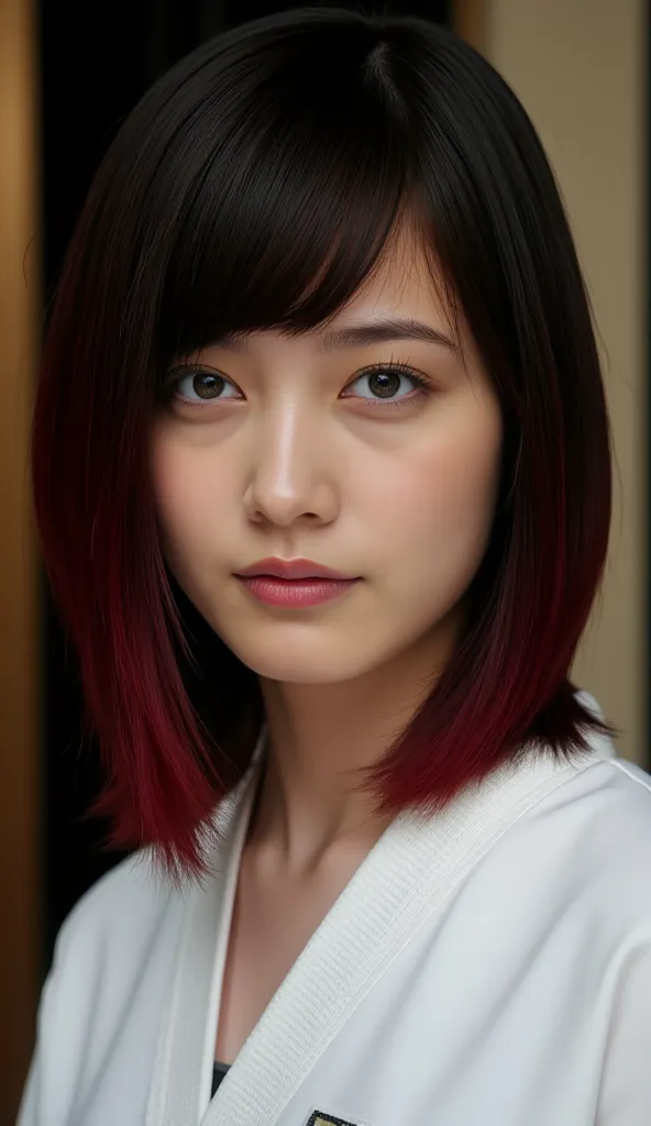  Silky Smooth Hair 、Two-tone color with dark red hair and black hair、bob hair、Judo