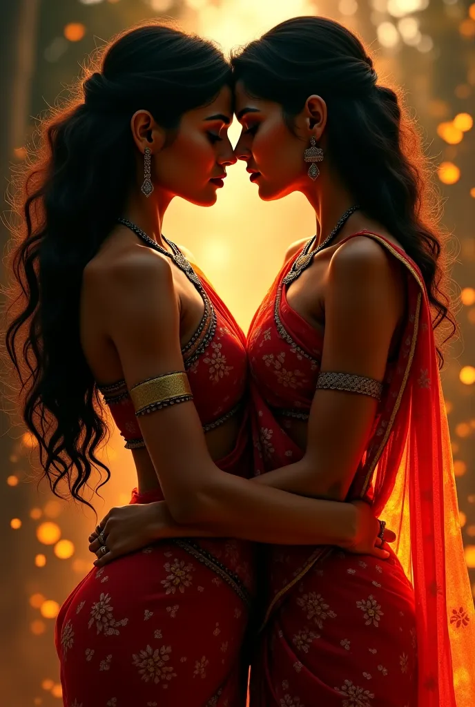 Two Indian lesbians which are tribbing means one leg this way one leg this way and they are driving each other and are hot and big boobs girls in saree