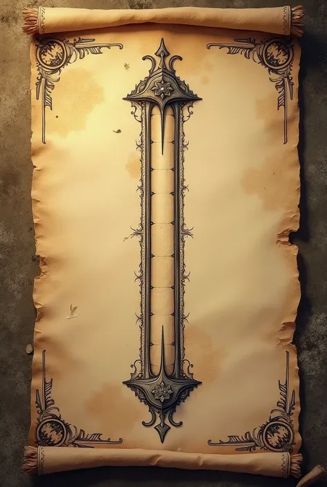 Draw the hunger bar like in a fantastic medieval themed three-part video game. on paper parchment