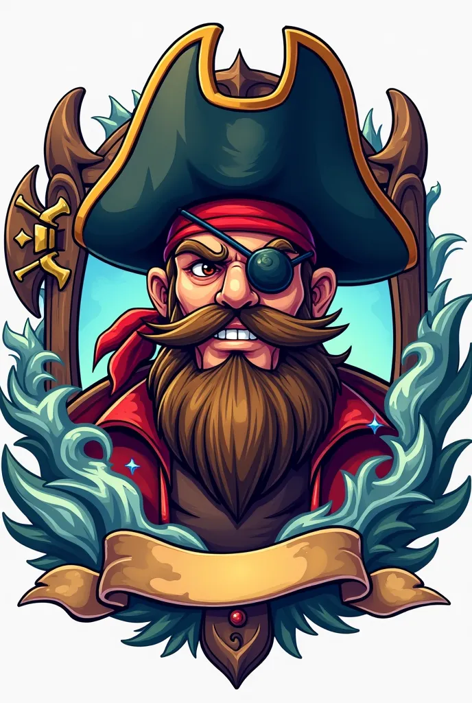 Create a one-piece logo for a pirate game