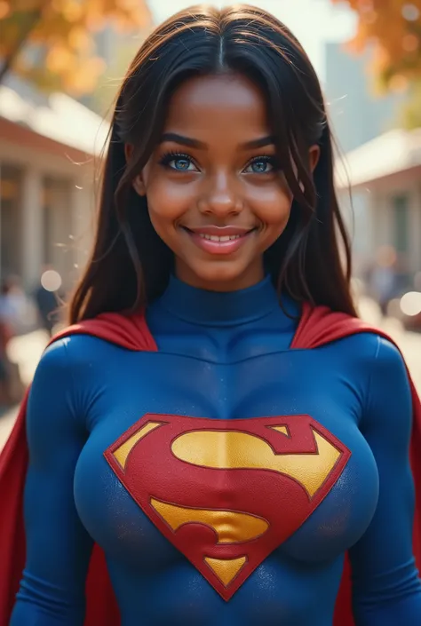 close up of 17-YEAR-OLD. A breathtaking, otherworldly BLACK AFRICAN 18-YEAR-OLD FEMALE(her chest inflates as she inhales a large amount of air, then she exhales gale force winds from her lips as she uses her super breath). BIG BLUE EYES **"FULL ENTIE BODY ...