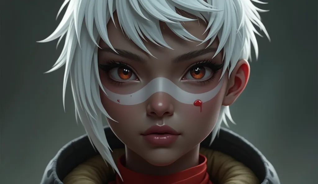 a close-up of a woman with short white hair, Korean, inspired by the character Jett from Valorant, trending on artstation, Valorant character, art style from Riot's Arcane movie