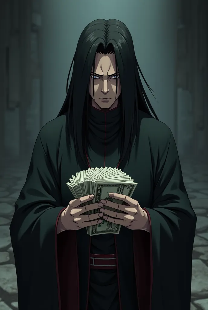 madara uchiha holding money in his hands