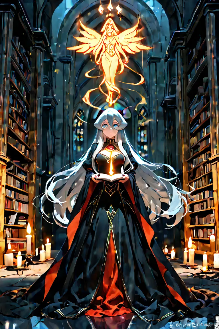 n the heart of an ancient, forgotten library lies a phantom librarian—an ethereal figure, both haunting and mesmerizing. This mystical library, hidden deep in the mountains or buried beneath an old city, is illuminated only by flickering candlelight and gl...