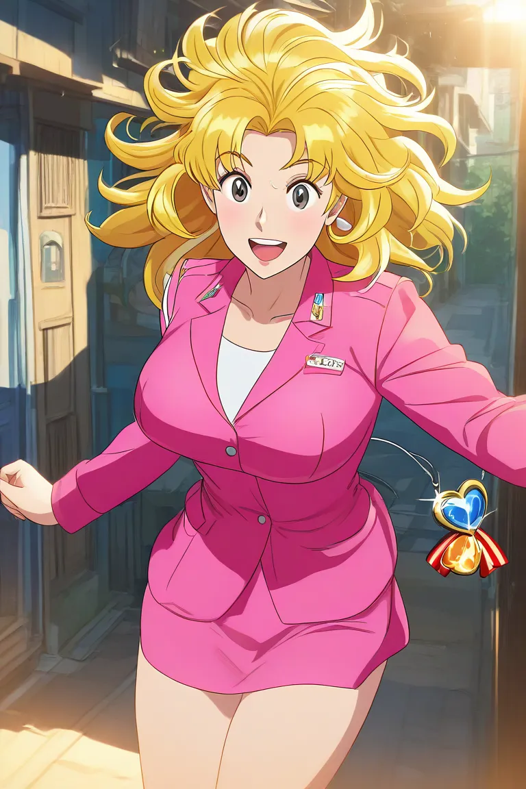 Kochikame,Reiko Akimoto,Big Breasts,blond hair,pink suit,skirt