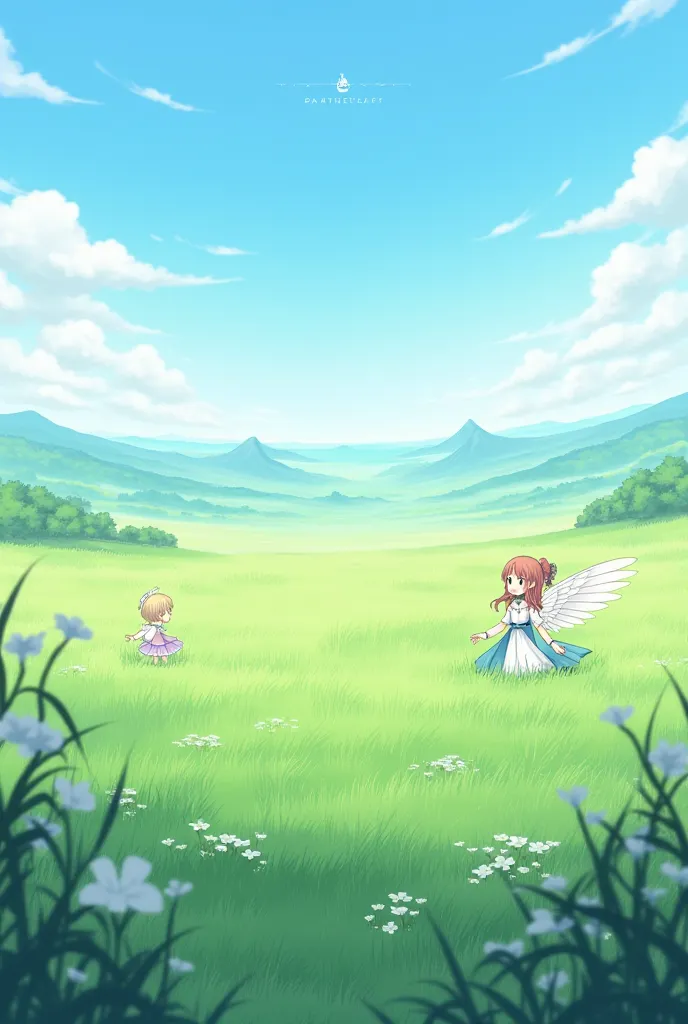 Magical plain landscape in beautiful anime 