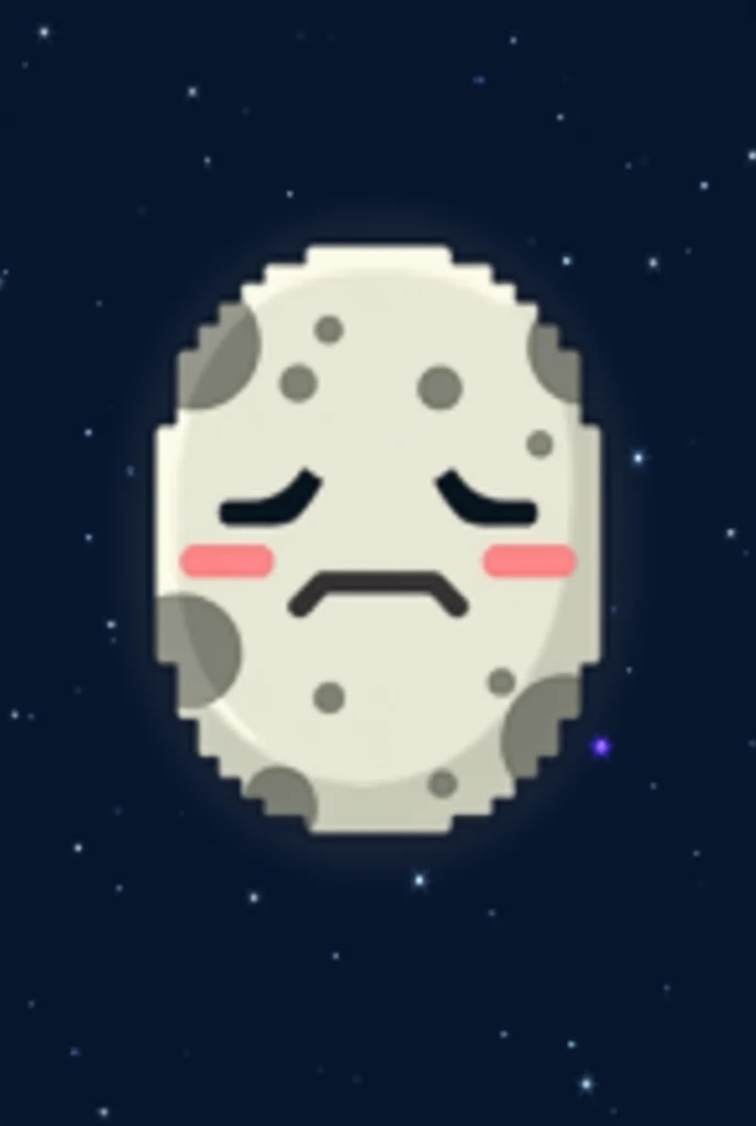 An emoji for a Discord server it should be more pixish and a moon with emotions the first emotion should be sad 