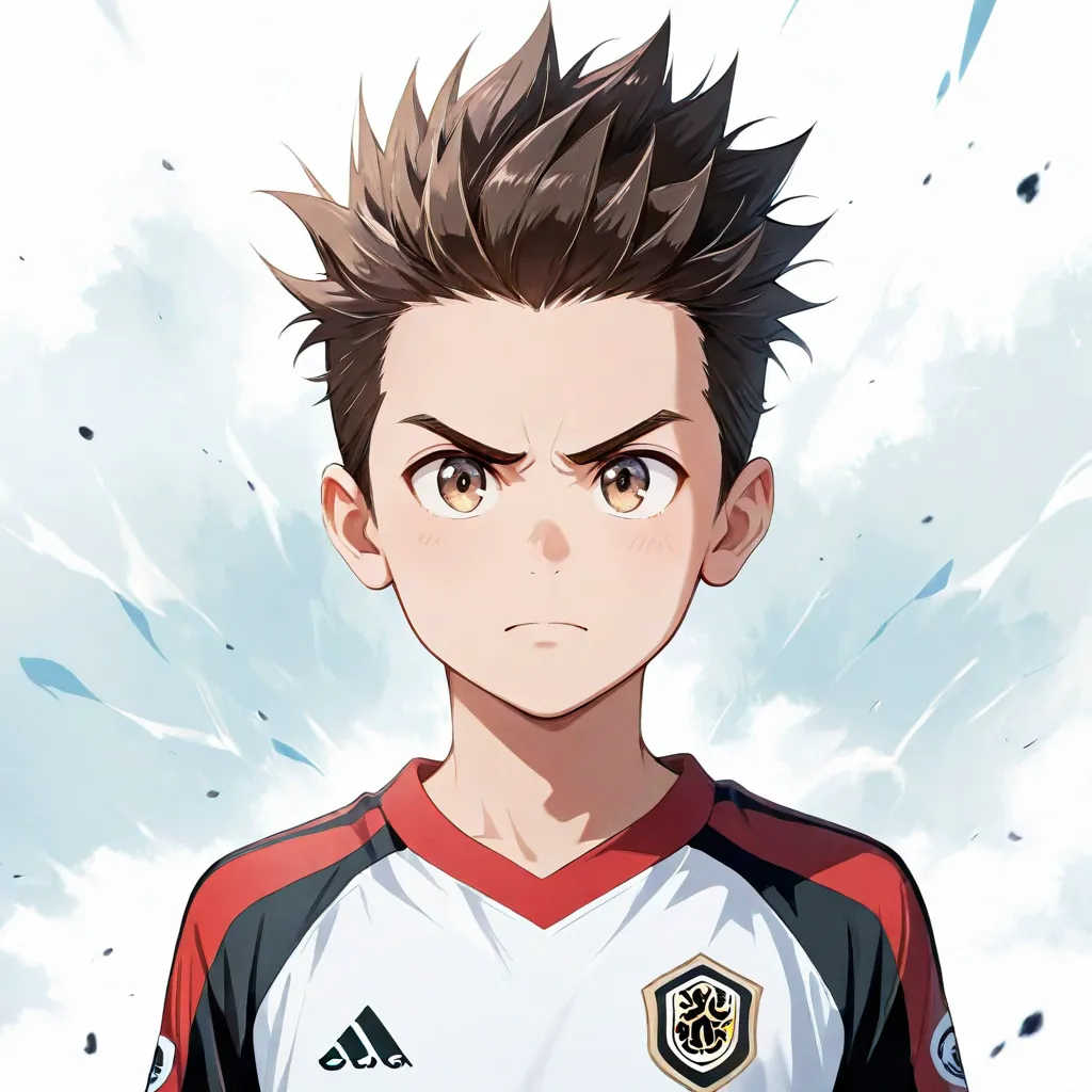 soccer player anime, male, white background, 20 years old, unusual hairstyle, male