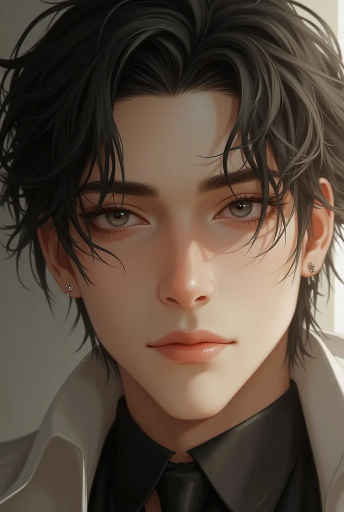 Exactly his face, but with a semi-realistic and tender style.