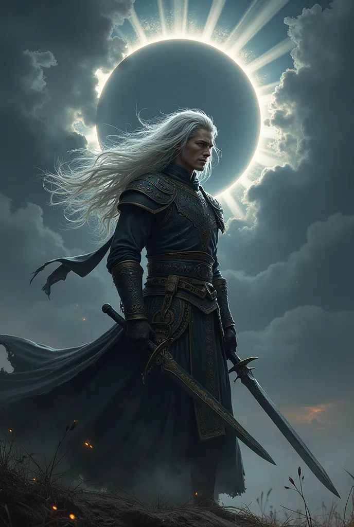 Create an Eclipse-style silver-haired one wearing a Demon Slayer uniform