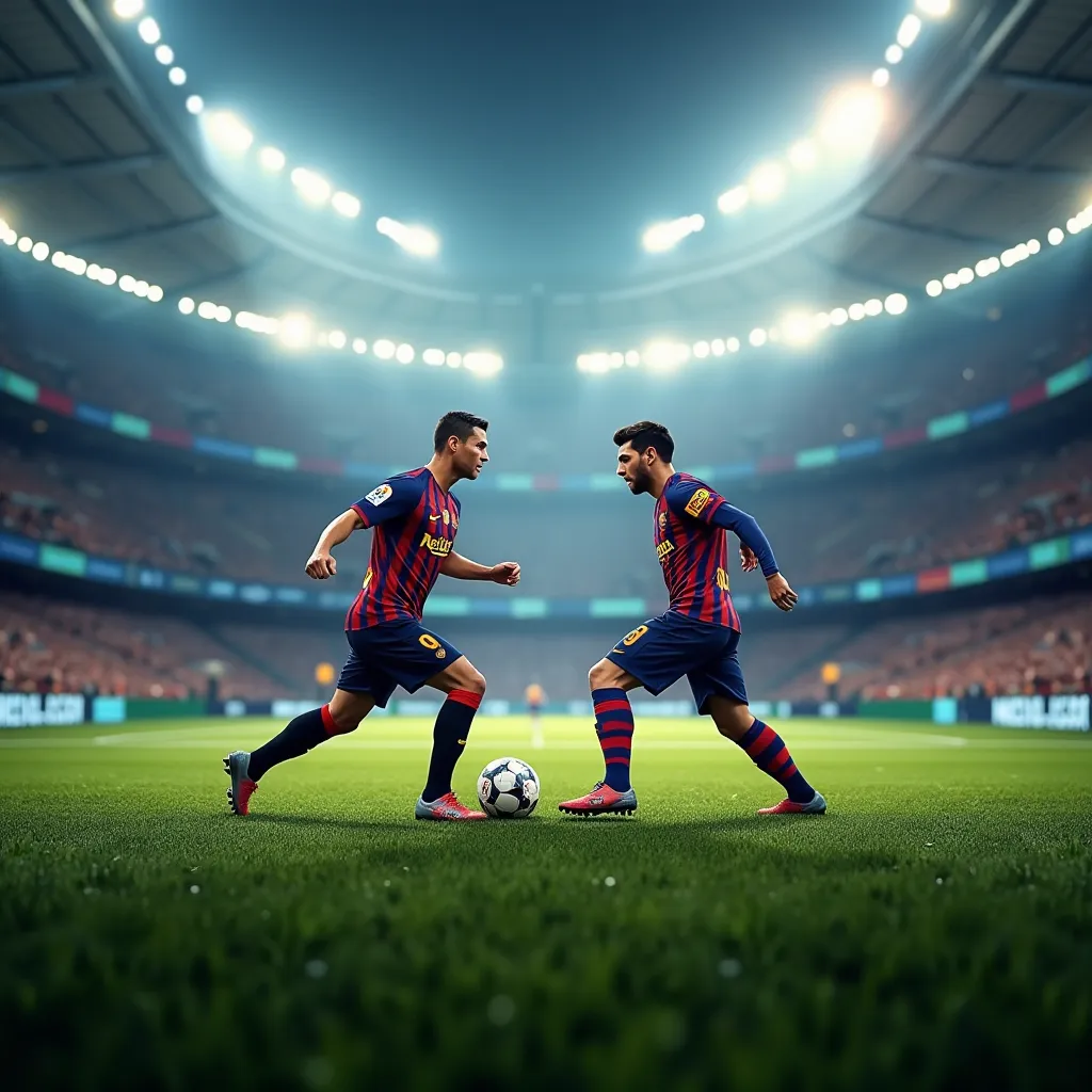 Create a video for me Cristiano facing Messi in his match