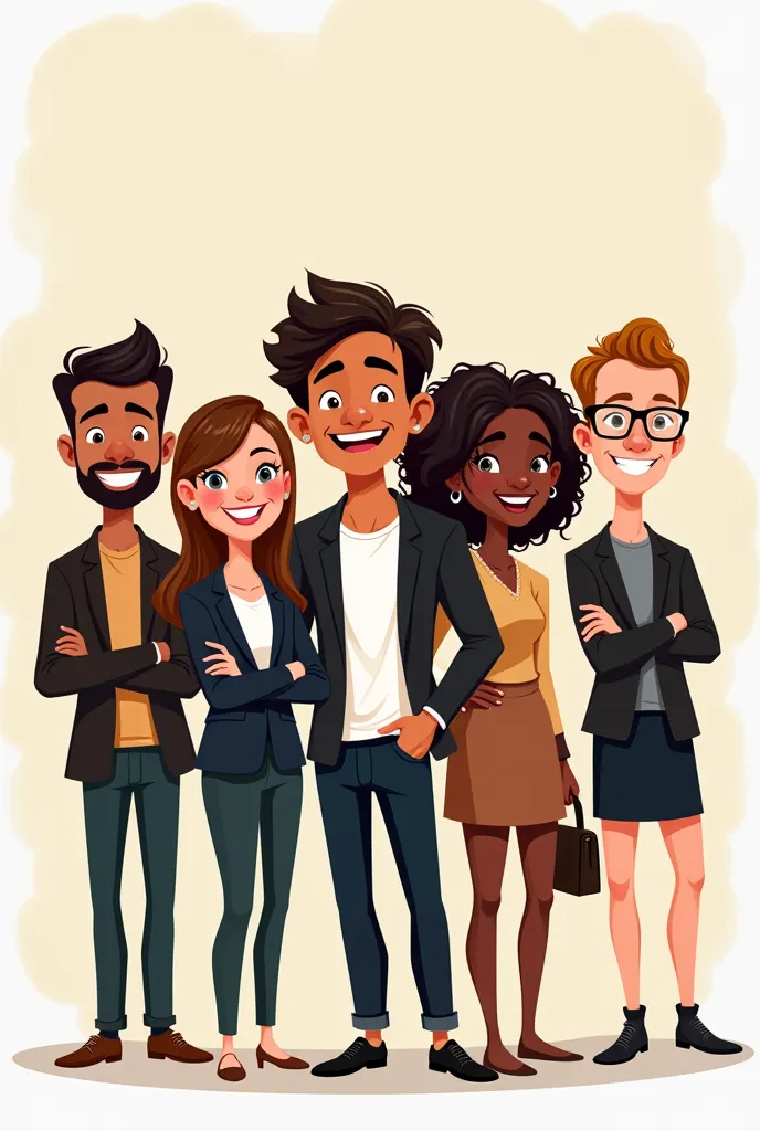 a cartoon of successful people with neutral background