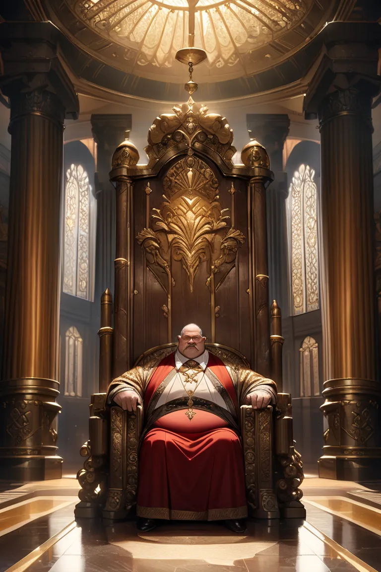 plump man sitting on a throne