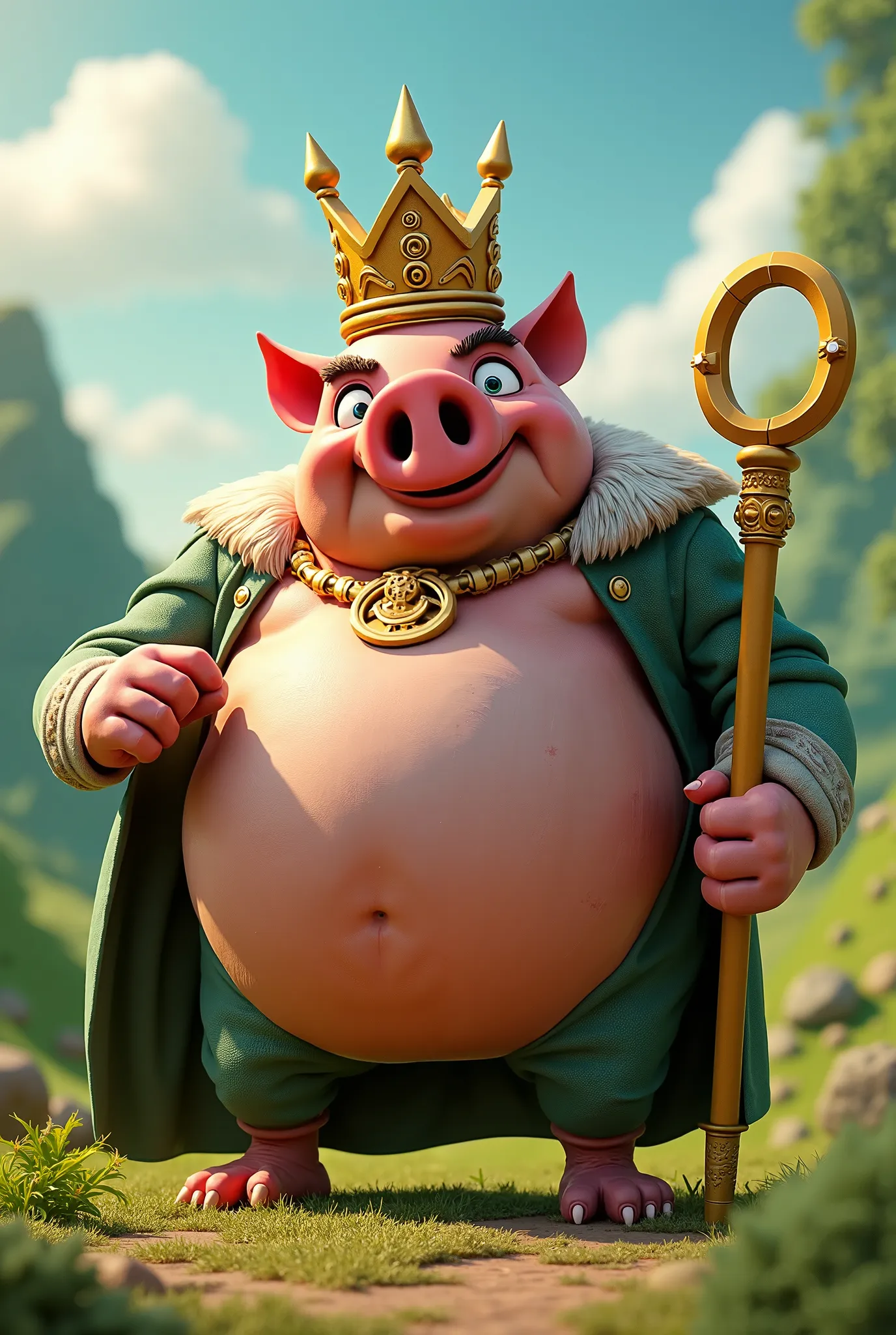 Create a pig king from Angry birds in a fairly realistic quality