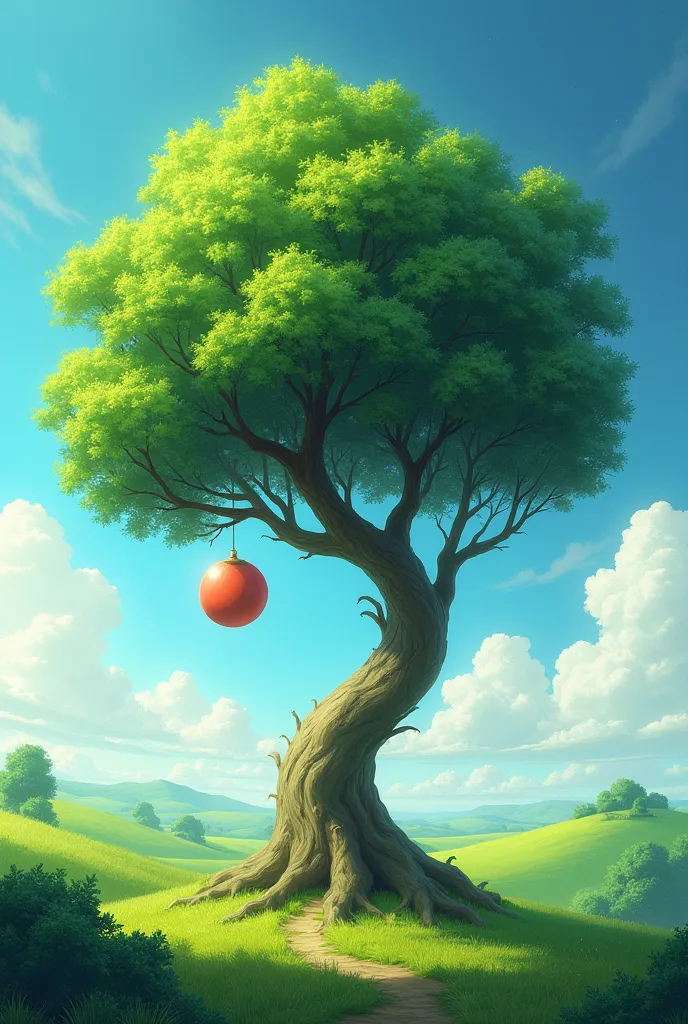 Image of a tree with a ball hanging