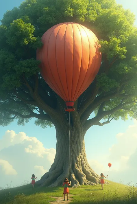 
Image of a tree with a realistic hanging balloon