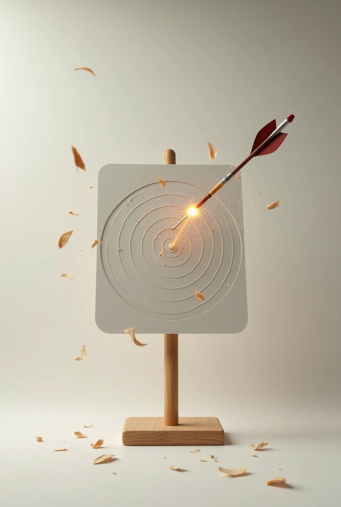 an arrow that hits the target board with a direct hit