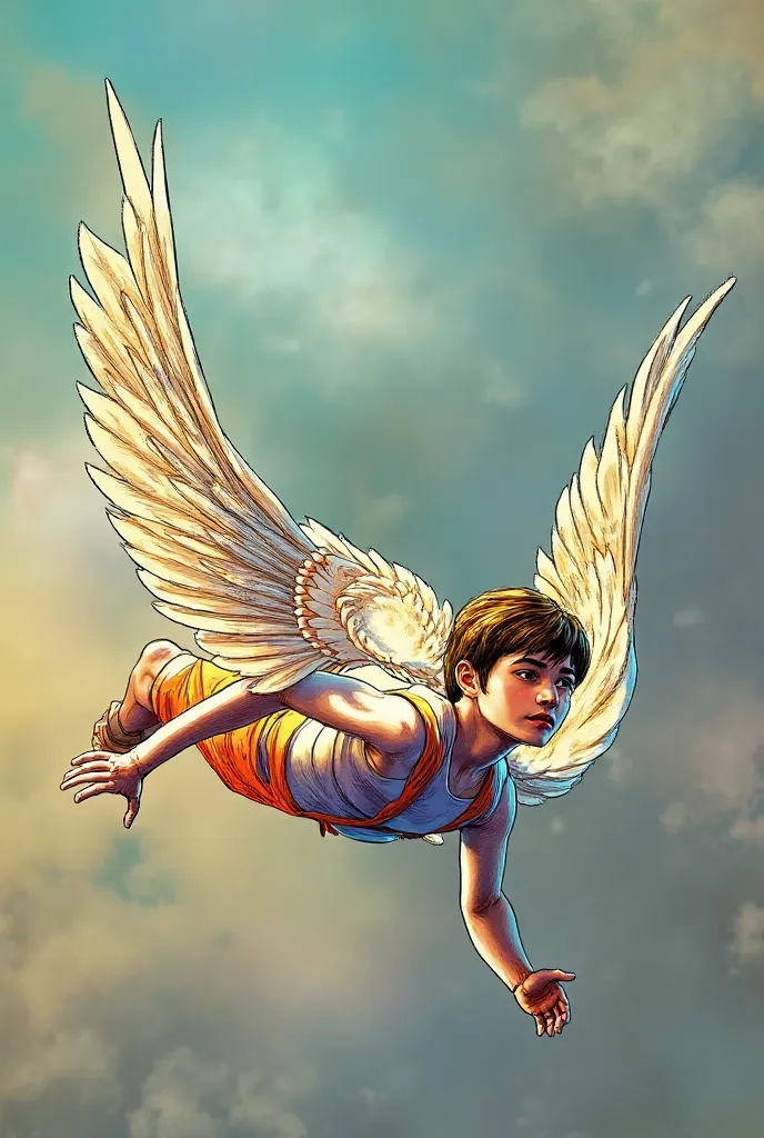 I put colors in this drawing of Icarus from Greek mythology 