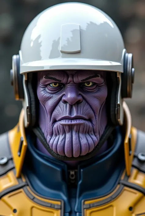 Thanos wearing an engineer outfit, Wear a white helmet without decorations