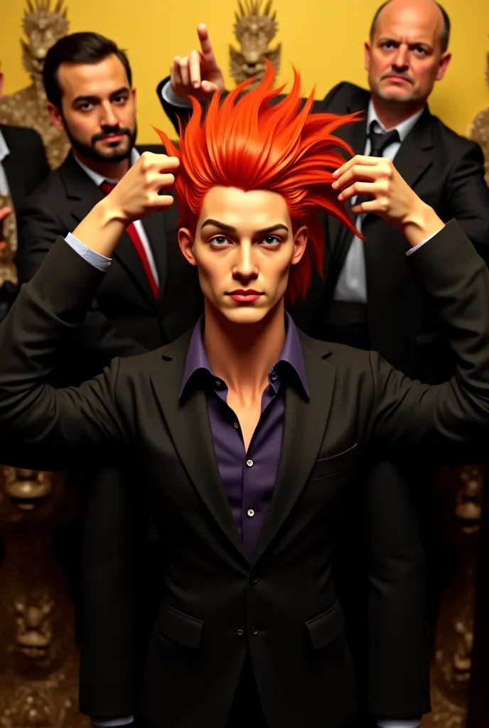 The board of directors styled the hair with a trident head, and the hair color was red