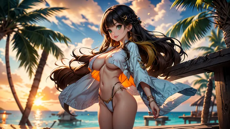 ((1girl, solo)), ((Realistic)), little, cute, young pretty girl, (()), ((young girl)), ((loli)), (()), ((skinny waist)), ((large breasts for a girl so young)), ((breasts defy gravity)), (short in stature), (beautiful girl), (dark tan girl), (pirate girl), ...