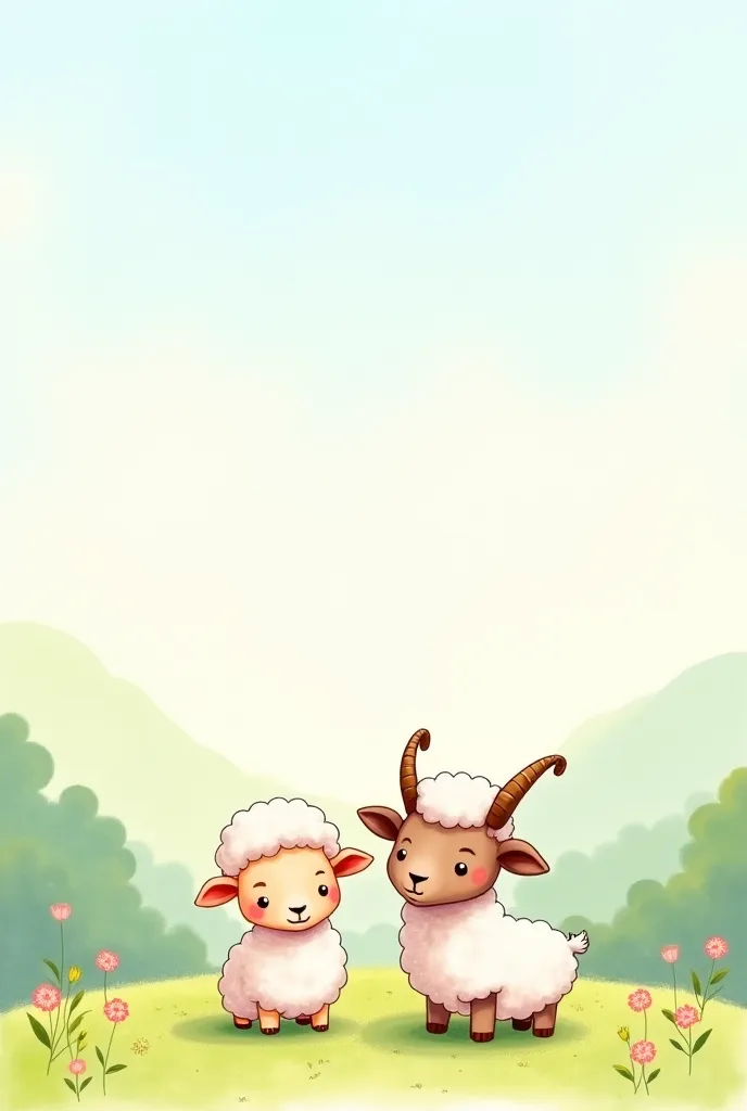 sheep and goat are friends drawing