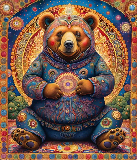 style of Alex Grey, (cute, chubby, male, bear), adorable, magical, fantasy, hires textures, highly detailed, intricate details, best quality, masterpiece, zPDXL3