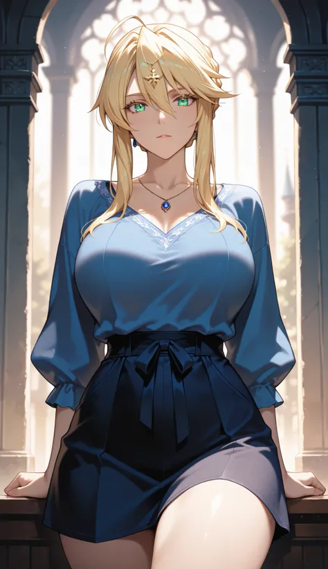 Masterpiece, very aesthetic, vibrant, high contrast, high resolution, ultra detailed, hot mature woman, artoria Pendragon (lancer), casual clothes, soft light, indoor, best quality, newest, castlevania: nocturne anime style