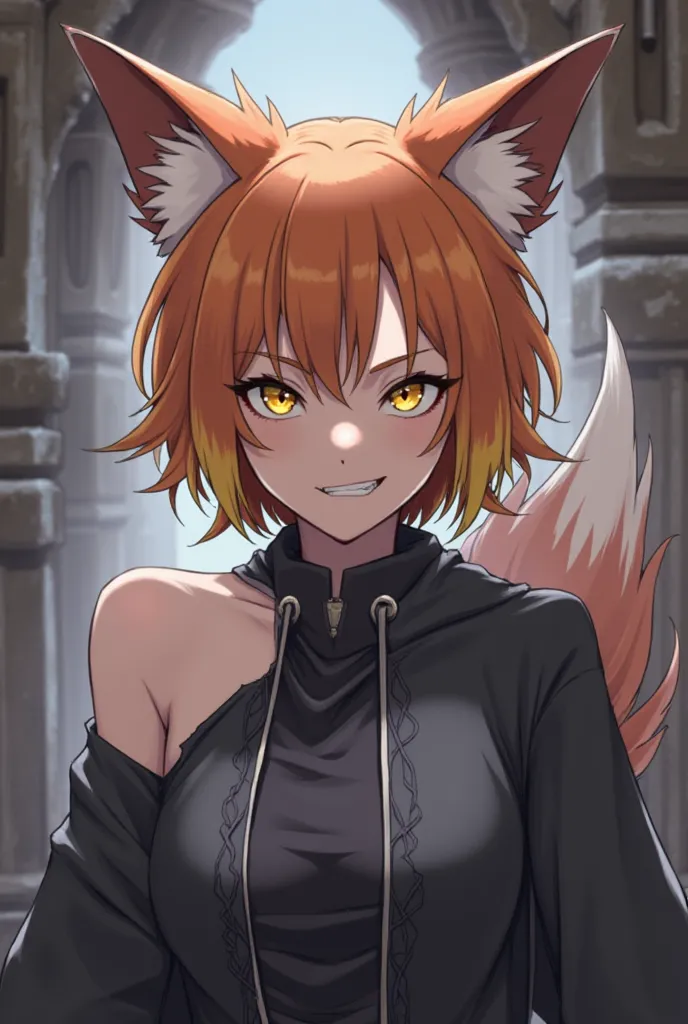  High Resolution , Cheveux Courts, Alone,  High Resolution ,  work of art, Cheveux Courts,  fox ears, yellow eyes, Grimace,  spark , Illustration, Animated, 