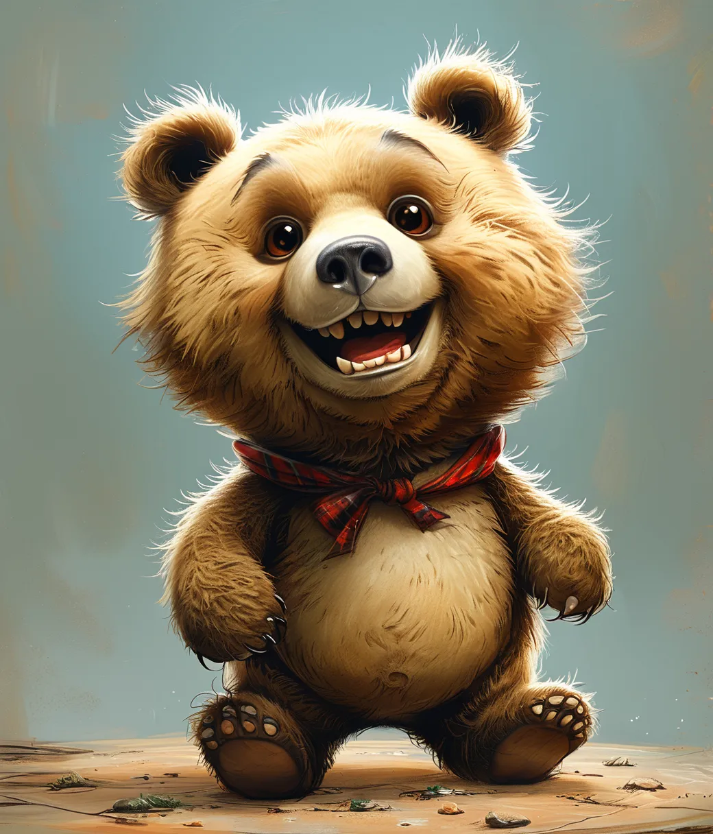 style of Tiago Hoisel, (cute, chubby, male, bear), adorable, magical, fantasy, hires textures, highly detailed, intricate details, best quality, masterpiece, zPDXL3