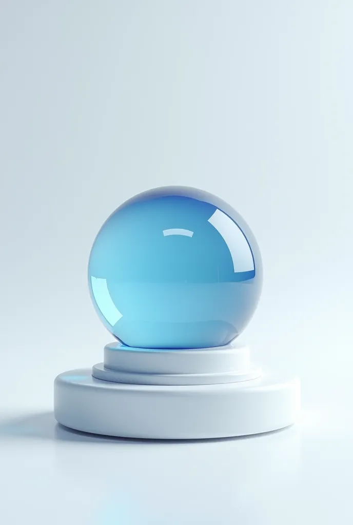 On a white background, a round blue base , a dome similar to the curvature of the crystal Earth