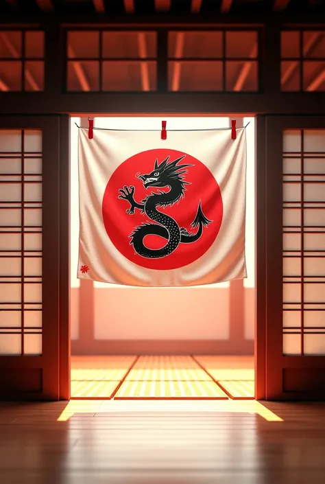 Would you like a karate dojo design with realistic 3D images with Japanese features: a Shotokan karate dragon flag?