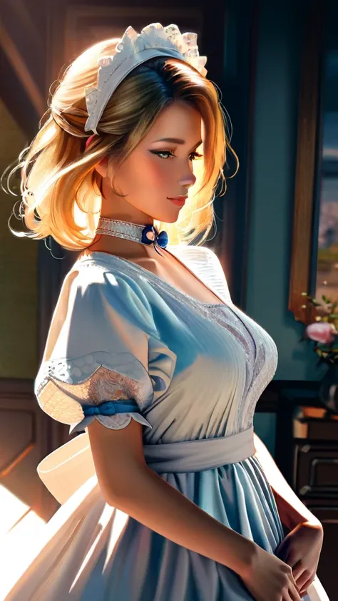 blonde maid choker medium hair