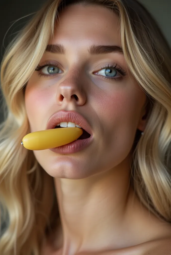 A blonde girl with a penis in her mouth