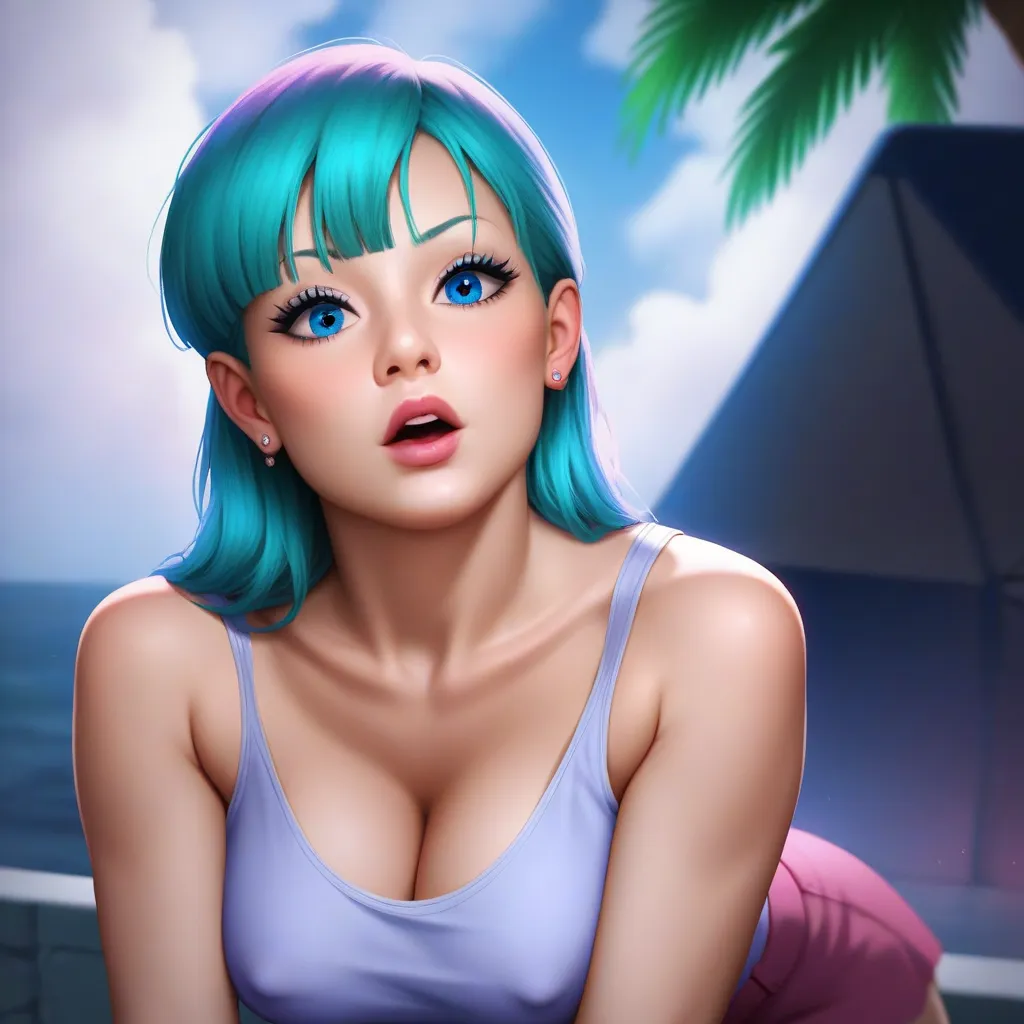 Bulma and Goku ,  FUCKING HARD ,Bulma with a surprised face ,Goku gropes Bulma's tits, REALISTIC ANIME,ultra detailed,