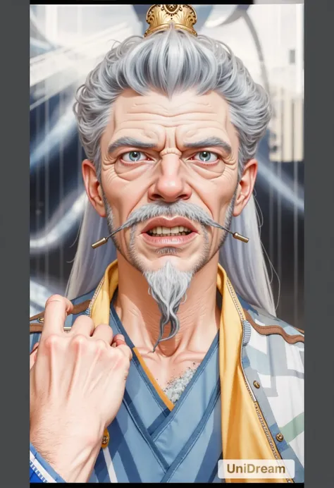 Live action version of this character, 60 year old man's face, realistic same hair, realistic same clothes, realistic light, realistic shadow, realism, (realistic:1.2),