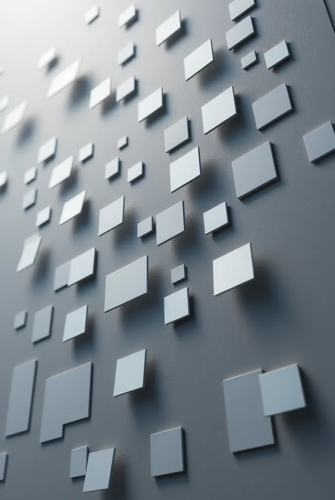 A digital artwork featuring a gray background with small square details arranged in a modern, abstract pattern. The squares vary in size and opacity, creating a dynamic and stylish composition.