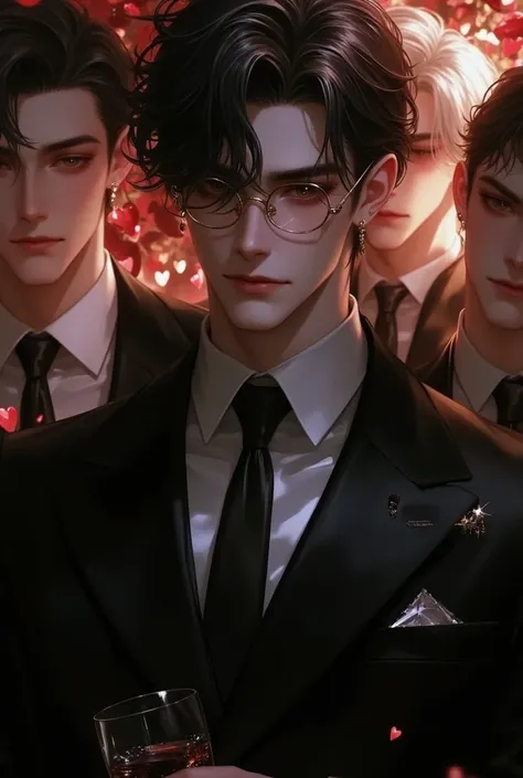 The Fake Young Master is Every Boss’s Online Girlfriend?! 
A man with white hair and glasses, add four men in the background, with heart in the surrounding 