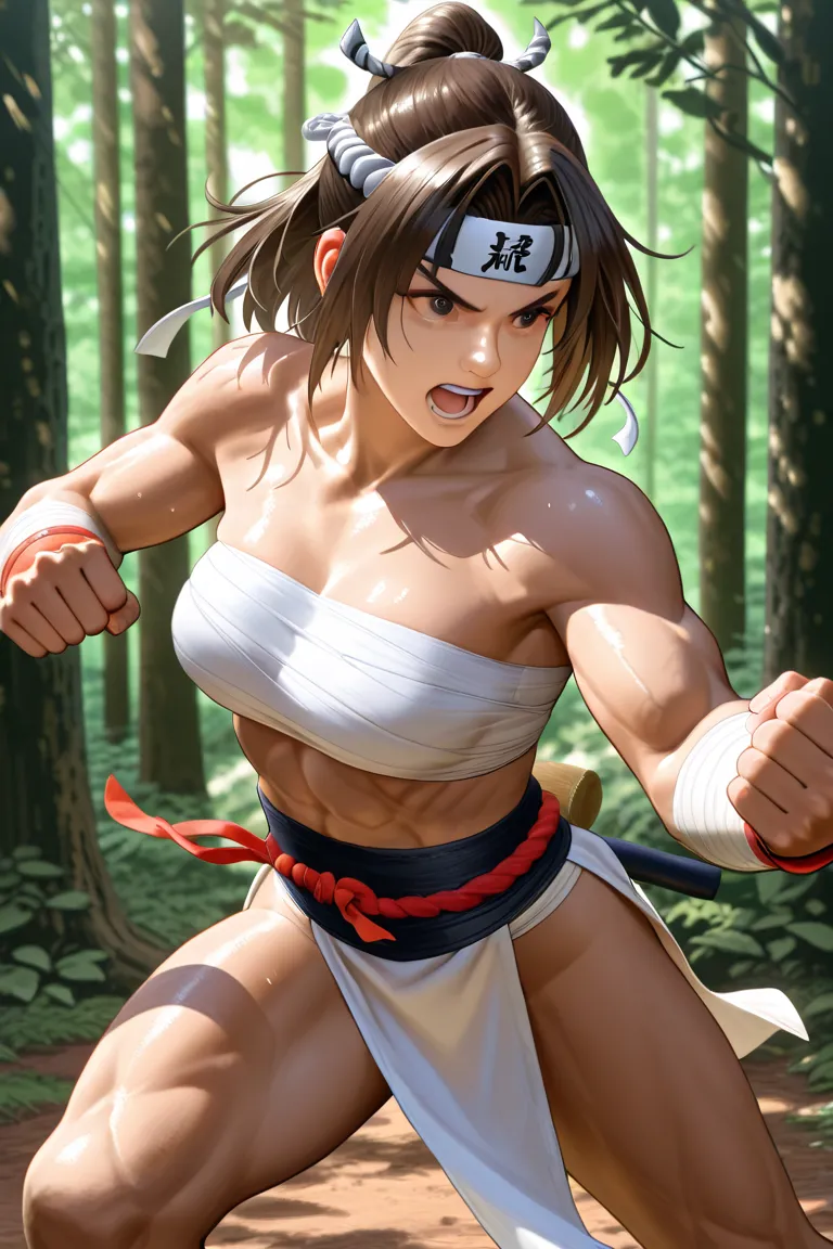 Shortcut messy hair,Hachimaki Martial Artist Boyish Loincloth Sarashi