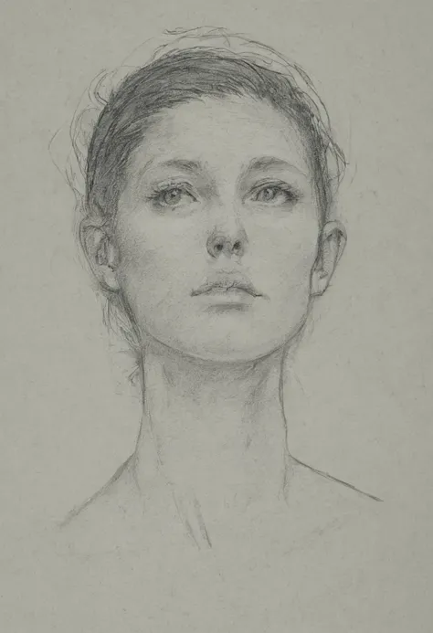 Weird telepathic cosmic androgynous female creature, anatomy studying, raw drawing, sketch, minimalist, rehearsal drawing, simple drawing, professional illustration, graphite technique drawing