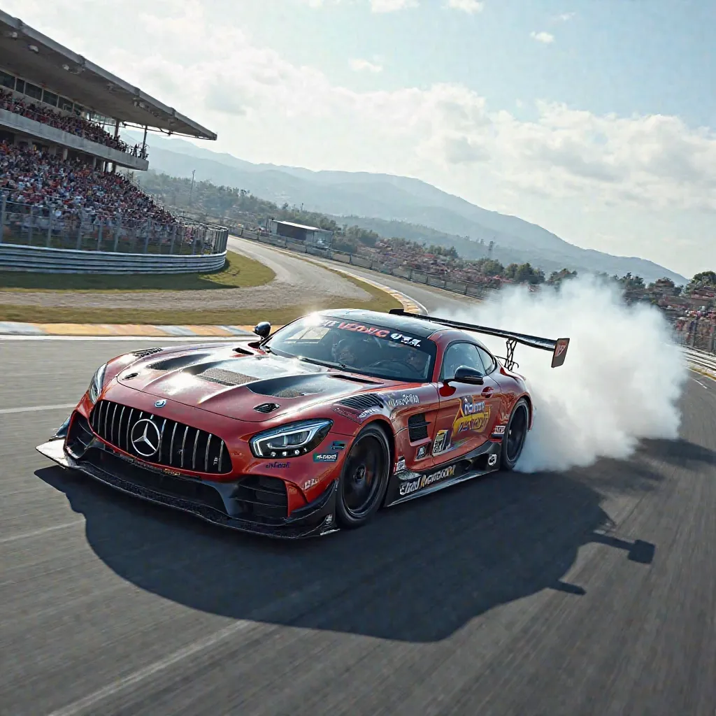 Aggressive sports car on a circuit. 