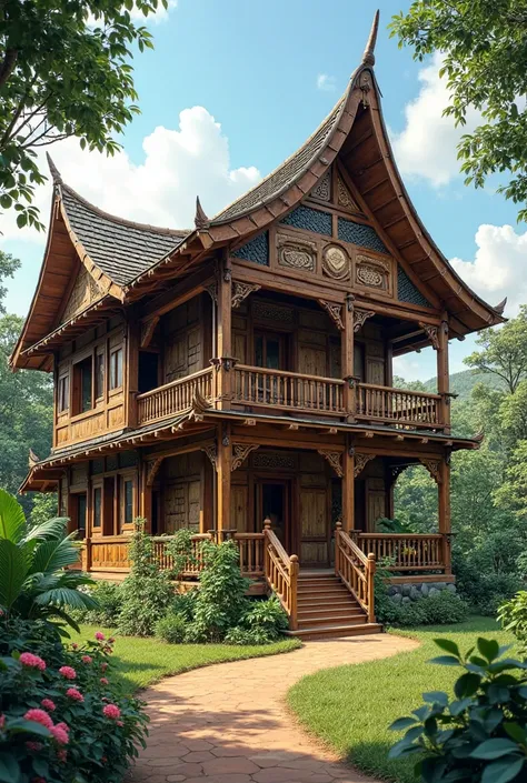 I want a two-story Laotian house.