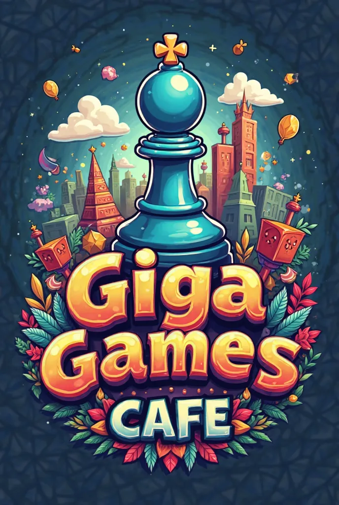 create a logo about giant board game cafe name giga games cafe make it unique 