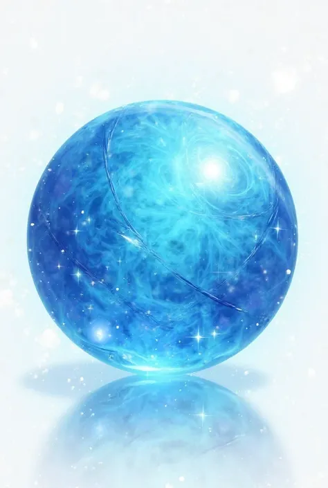  Anime style. Blue magic sphere on white background